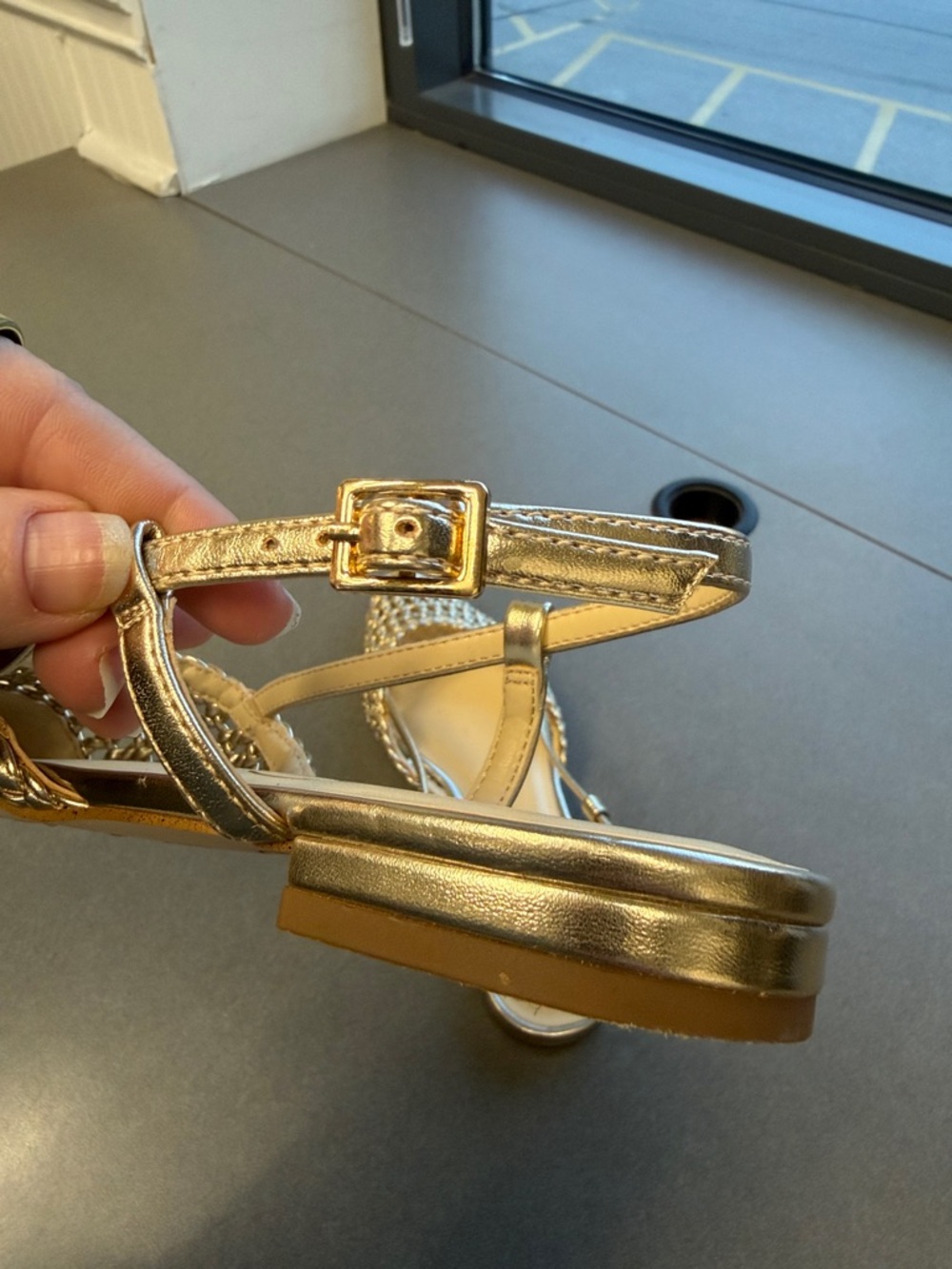 Jessica Simpson Metallic Gold Woven Pointed Slingback Flats - Picture 3 of 7